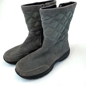 Lands End Boots green quilted and grey suede size 8.5 US
